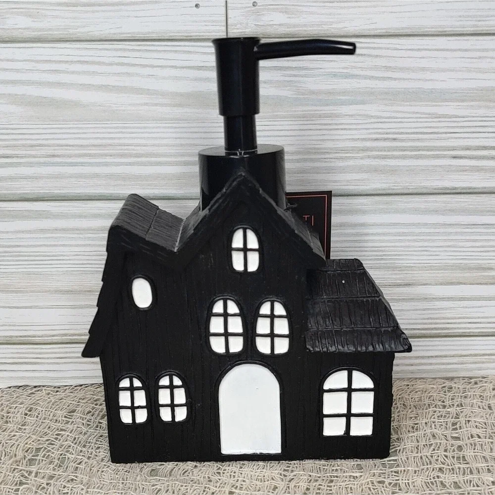 Avanti Black Spooky Haunted House Mansion Halloween‎ Soap Pump Dispenser
